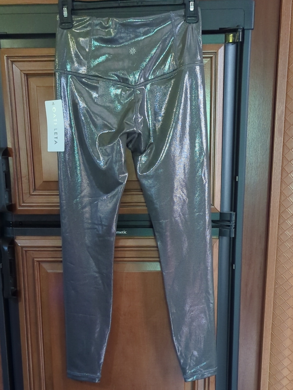 Athleta Iridescent Metallic Leggings in Silver Sheen